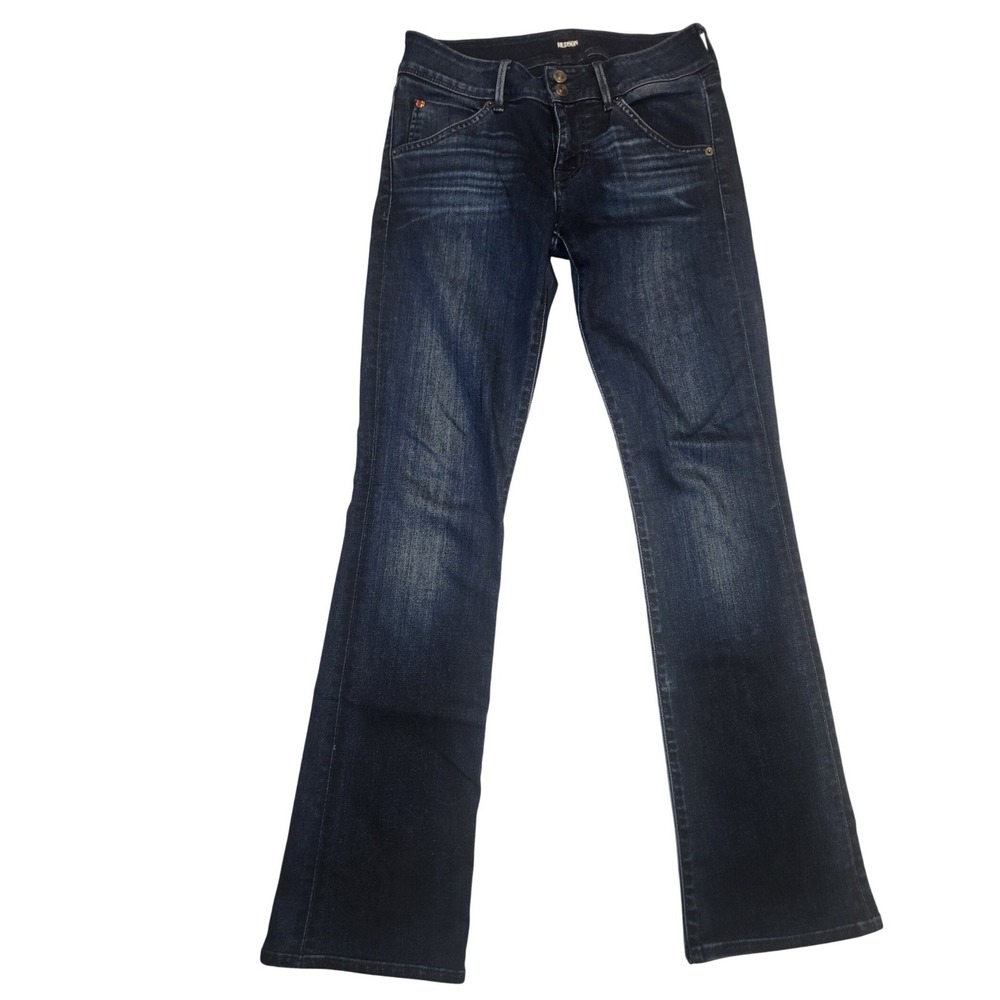Hudson Signature Bootcut Jeans Dark Wash Flap Pocket Size 27 Union Jack Hardware